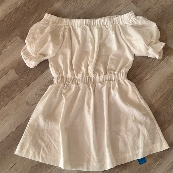 White Off-Shoulder Ruffled Trim Mini Dress - Picture 5 of 6